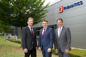 Dr. Pollack, Heinz Martin Esser and Dr. Giesen in front of Fabmatics GmbH
