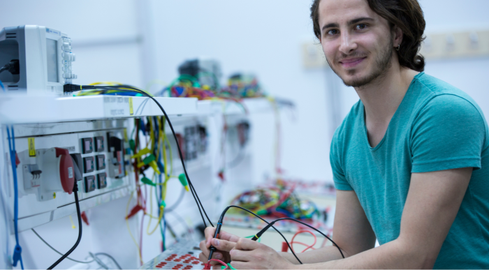 Engineer on technical equipment