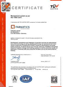 QM CERTIFICATE ISO14001-2015