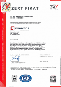QM-ZERTIFIKAT ISO14001-2015