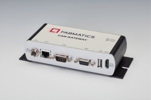 Front view of Fabmatics RFID CAN Gateway with CAN, Ethernet, RS232, USB and HDMI interfaces